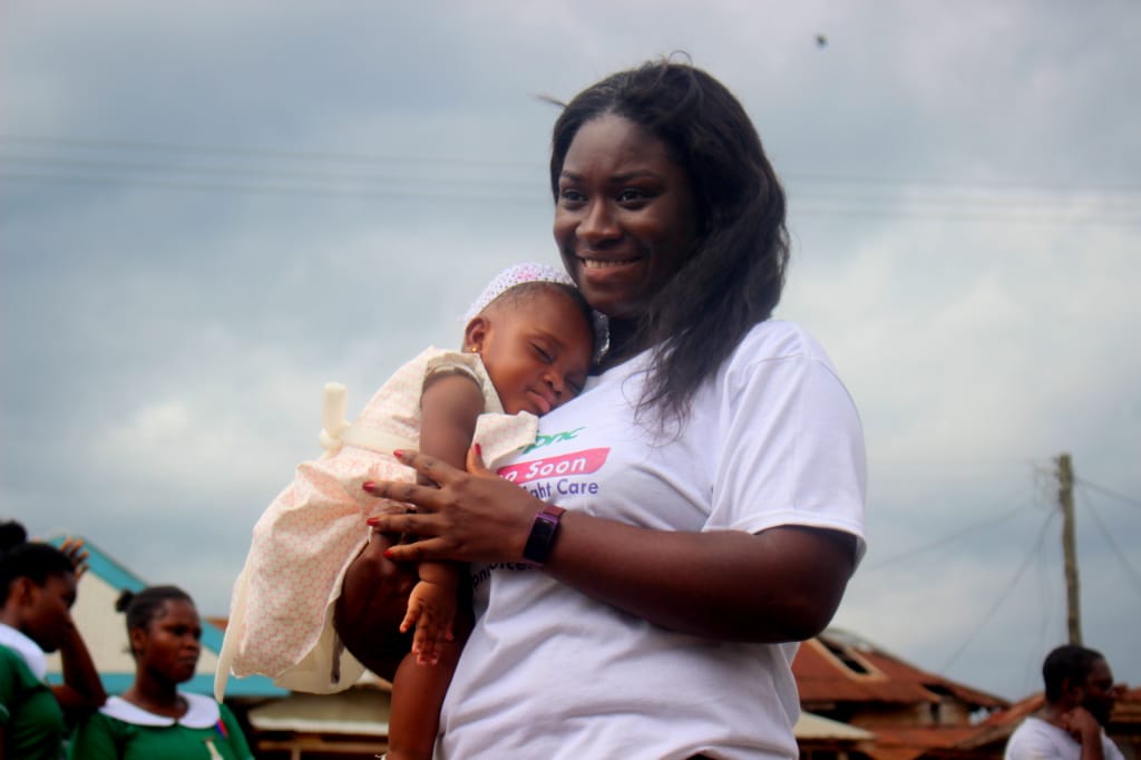 A mother and baby at a World Prematurity Day event